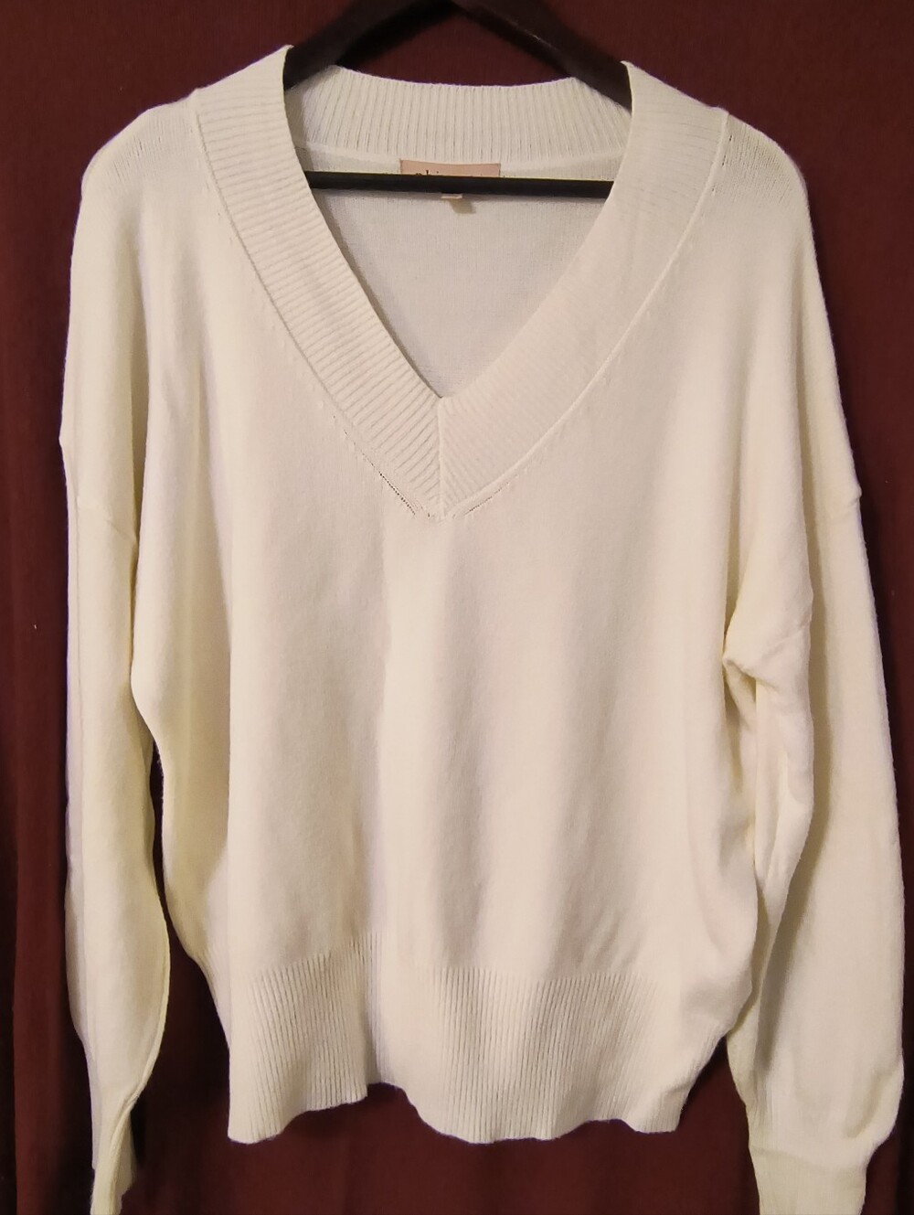 Philosophy Republic Clothing Cream V-Neck Sweater XL Soft Knit